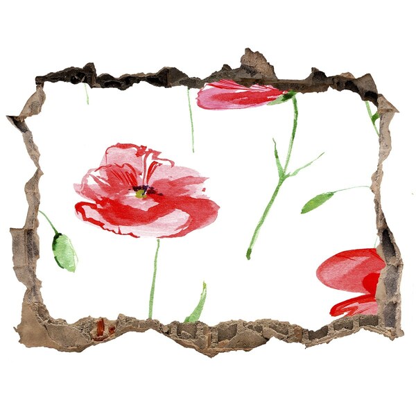 Nálepka 3D díra na zeď samolepící Kvetinová diera v stene