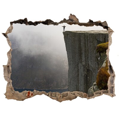 Díra 3D ve zdi nálepka Výhľad z útesu nad fjordom