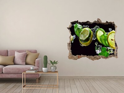 Nálepka 3D díra na zeď Citrónová dávka sviežosti