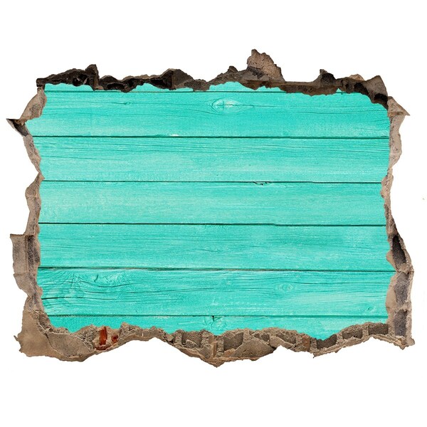 Fototapeta díra na zeď Tyrkysová doska v diere v stene