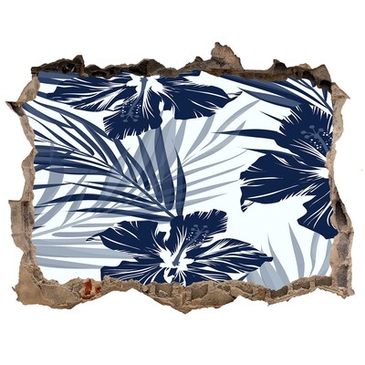 Nálepka 3D díra na zeď Tropický raj s kvetmi