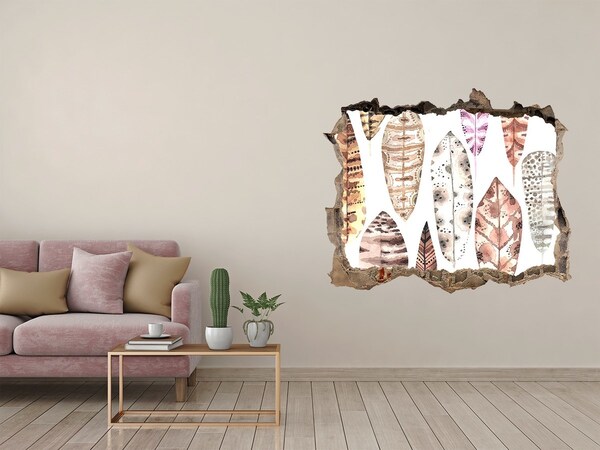 Fototapeta díra na zeď Farebné listy v diere v stene