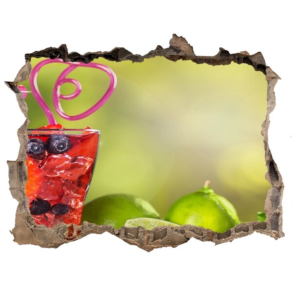 Nálepka 3D díra samolepící Ovocný kokteil Diera v stene