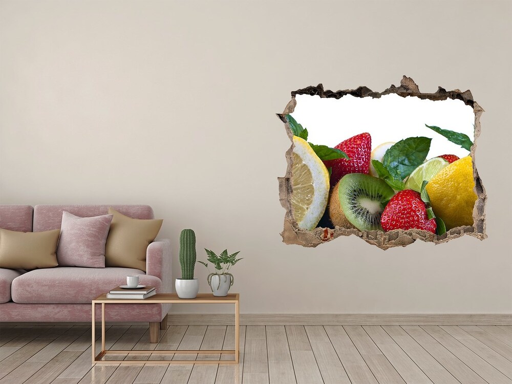 Nálepka 3D díra na zeď Ovocie a zelenina