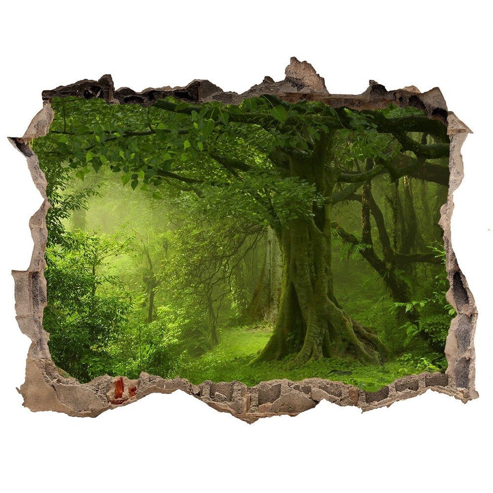 Díra 3D ve zdi nálepka Tropical jungle