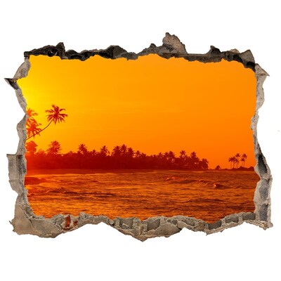 Díra 3D ve zdi na stěnu Sunset beach