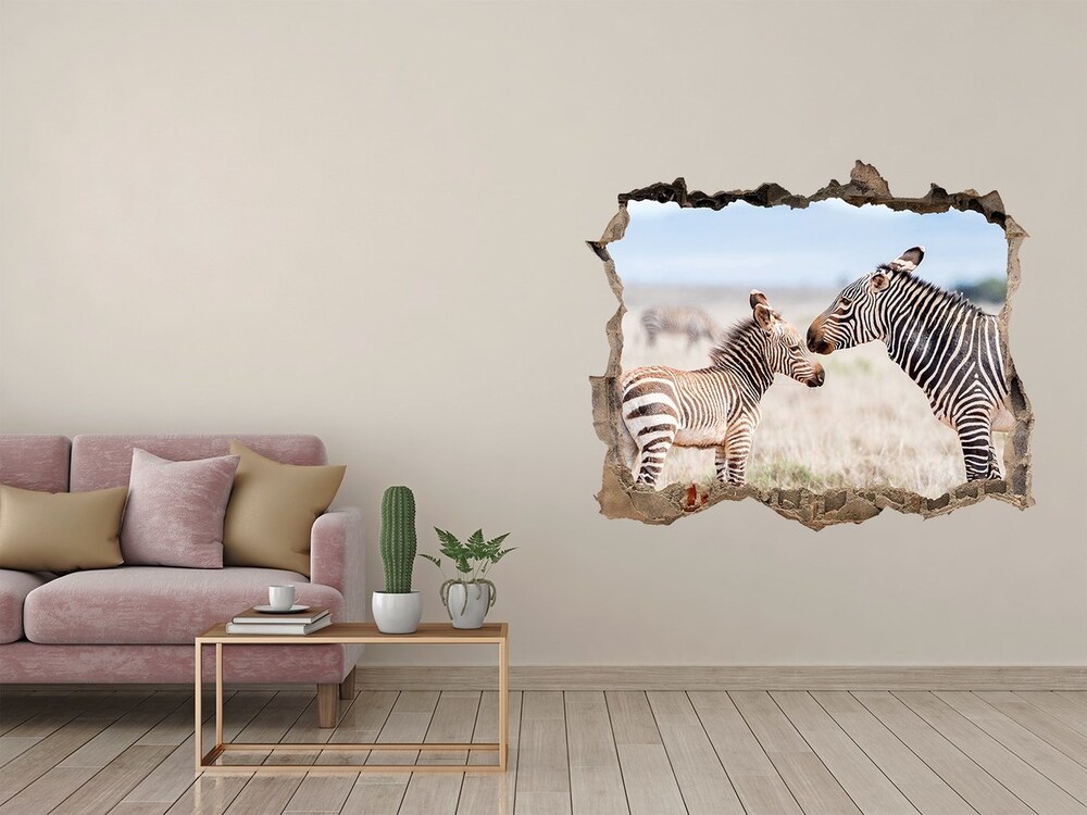 Díra 3D fototapeta na stěnu Zebry v horách