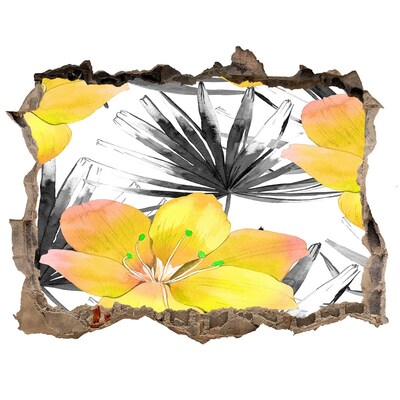 Nálepka 3D díra beton Tropická záhrada s dierou v stene