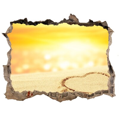 Díra 3D ve zdi na stěnu Zlatá pláž so srdcom