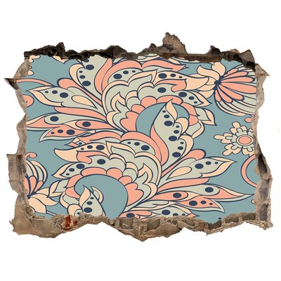 Nálepka 3D díra na zeď Kvetinový vzor s dierou v stene