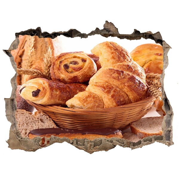 Nálepka 3D díra na zeď Chutné pečivo v košíku