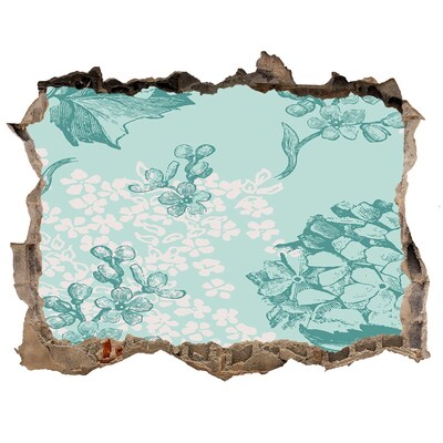 Nálepka 3D díra na zeď samolepící Kvetinová maľba s dierou v stene