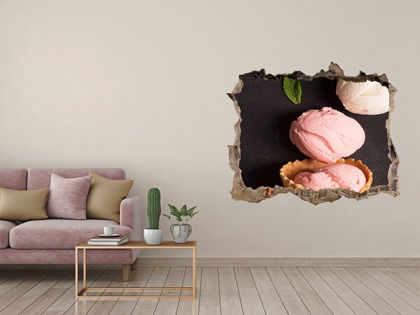 Nálepka 3D díra samolepící Hody zmrzliny Diera v stene