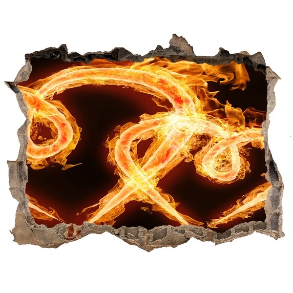 Díra 3D fototapeta nálepka Horiace hady v ohni