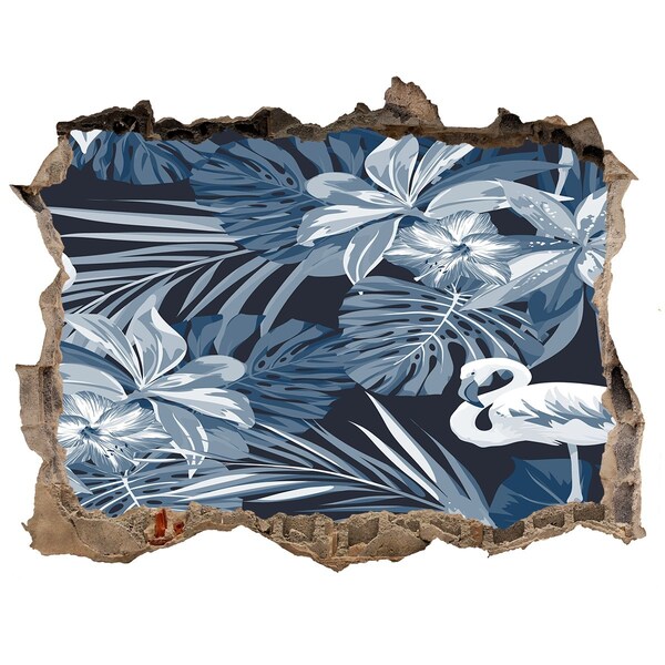 Díra 3D fototapeta nálepka Tropický raj s plameniakmi