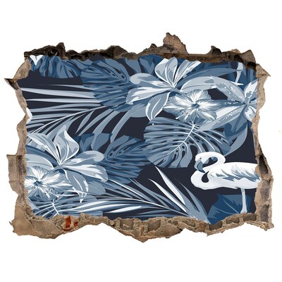 Díra 3D fototapeta nálepka Tropický raj s plameniakmi