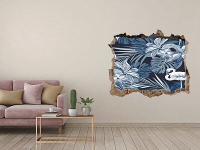 Díra 3D fototapeta nálepka Tropický raj s plameniakmi