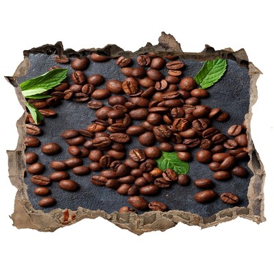 Nálepka 3D díra na zeď Kávové zrná