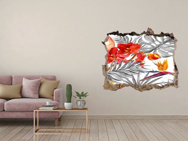 Díra 3D fototapeta nálepka Tropický raj za múrom