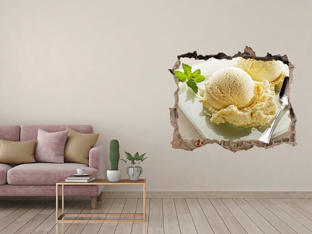 Nálepka 3D díra na zeď Zmrzliny na tanieri
