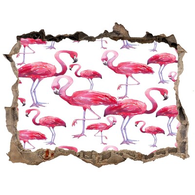 Díra 3D fototapeta na stěnu nálepka Flamingos