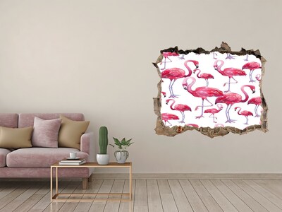 Díra 3D fototapeta na stěnu nálepka Flamingos