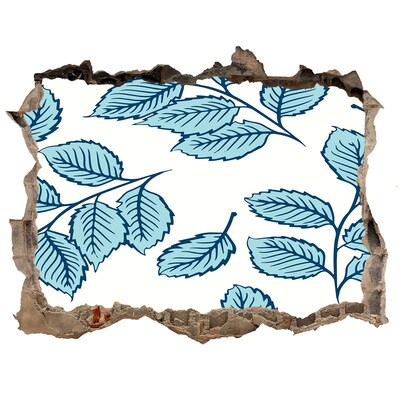 Nálepka 3D díra na zeď samolepící Zelené listy na pozadí steny