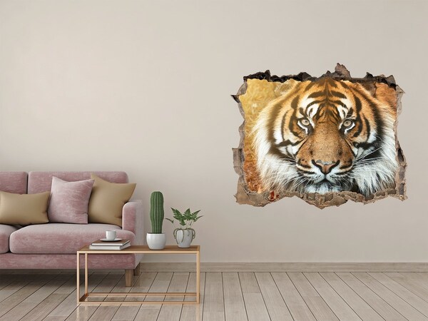 Díra 3D fototapeta na stěnu Tiger v diere v stene