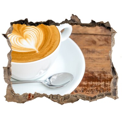Nálepka 3D díra na zeď Káva v šálke
