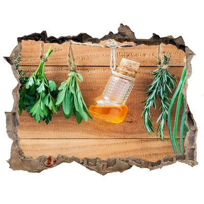 Nálepka 3D díra samolepící Bylinný olej v rustikálnom prostredí
