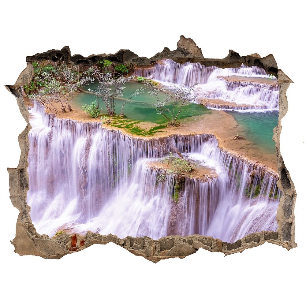 Díra 3D ve zdi nálepka Thailand vodopád