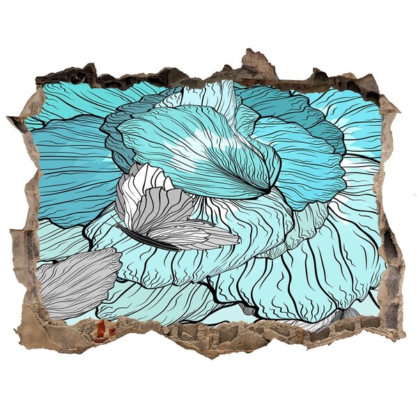 Nálepka 3D díra na zeď Kvetinová oáza v betóne