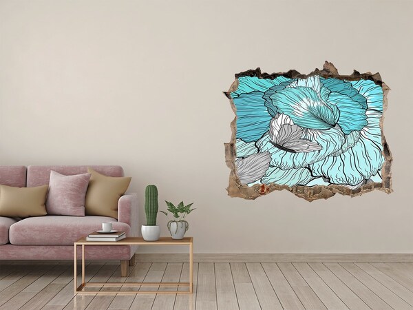 Nálepka 3D díra na zeď Kvetinová oáza v betóne