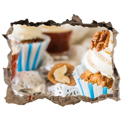 Nálepka 3D díra na zeď Sladký raj s koláčikmi