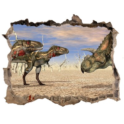 Díra 3D fototapeta nálepka Dinosaury v prehistorickom svete