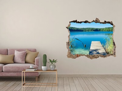 Díra 3D ve zdi nálepka Mólo na jazere