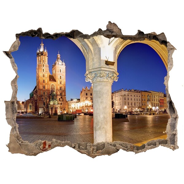 Fototapeta díra na zeď Hlavné trhové námestie v Krakove v noci