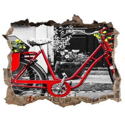 Fototapeta díra na zeď Červený bicykel v mestskom prostredí