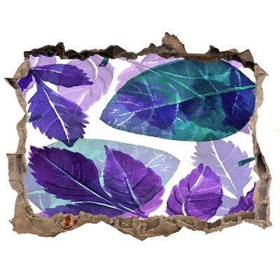 Nálepka 3D díra na zeď Zelené listy v diere v stene