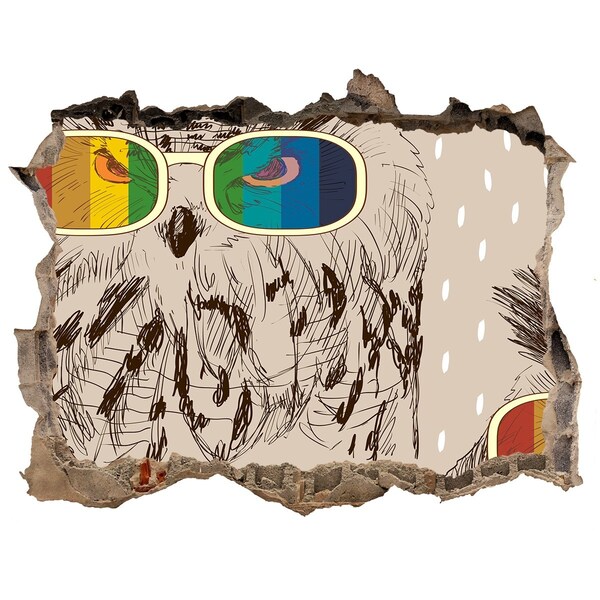 Díra 3D fototapeta nálepka Soví oko v diere v stene