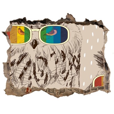 Díra 3D fototapeta nálepka Soví oko v diere v stene