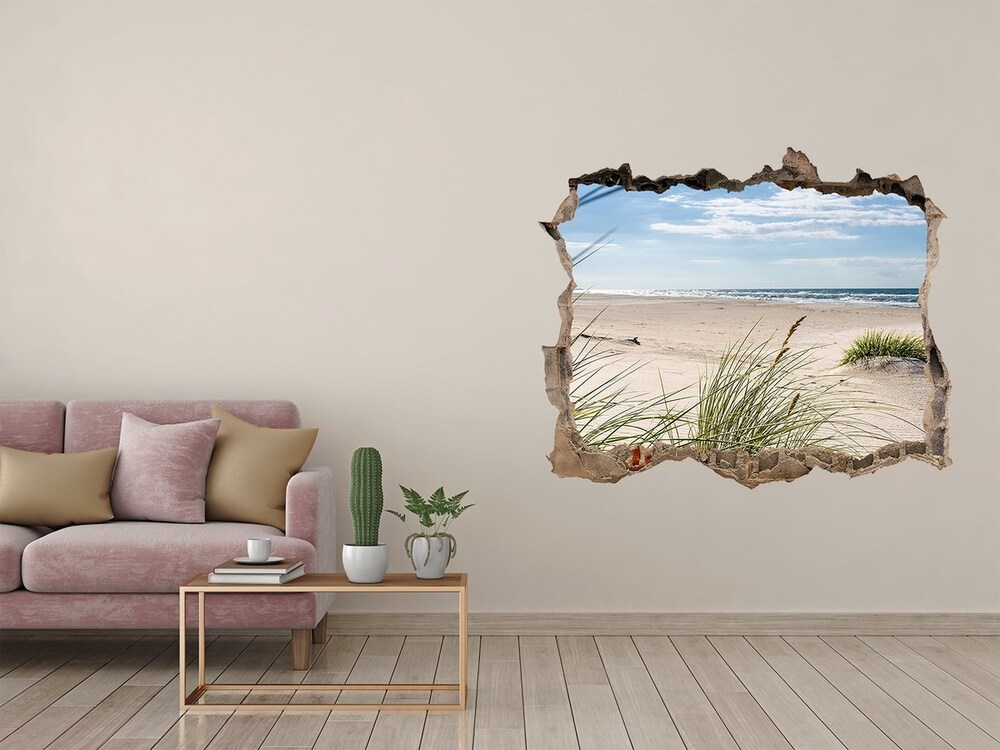 Díra 3D ve zdi nálepka Mrzeżyno beach