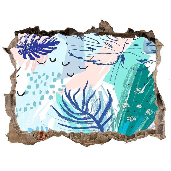 Nálepka 3D díra na zeď Tropický raj za múrom