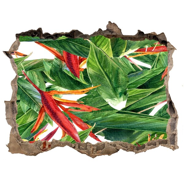 Nálepka 3D díra na zeď Tropický raj za múrom