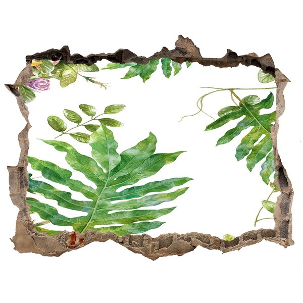 Nálepka 3D díra na zeď Tropický raj za múrom