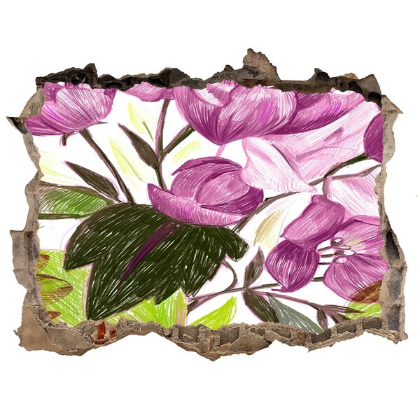 Nálepka 3D díra na zeď Kvetinová záhrada za múrom