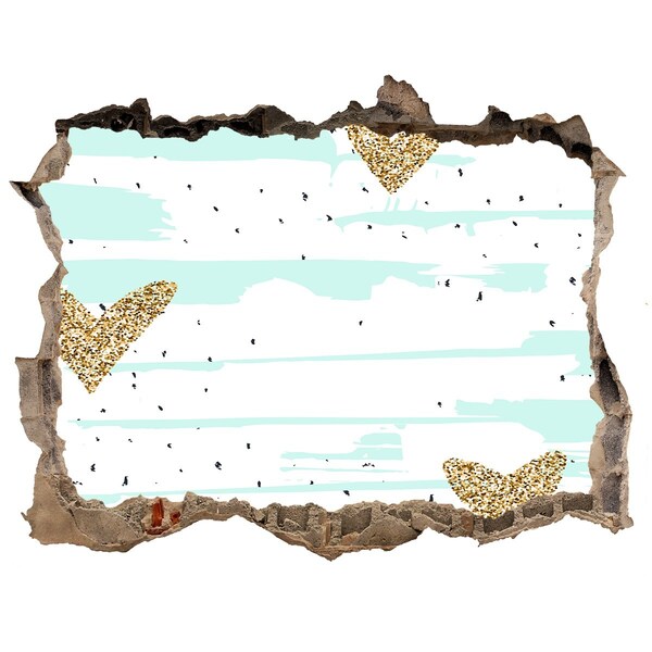 Fototapeta díra na zeď Diera v stene so srdiečkami