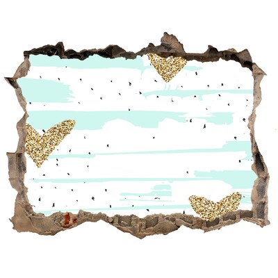 Fototapeta díra na zeď Diera v stene so srdiečkami