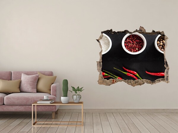 Nálepka 3D díra na zeď Explózia chutí korenia