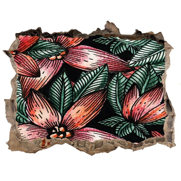 Nálepka 3D díra na zeď Kvetinový vzor na poškodenej stene